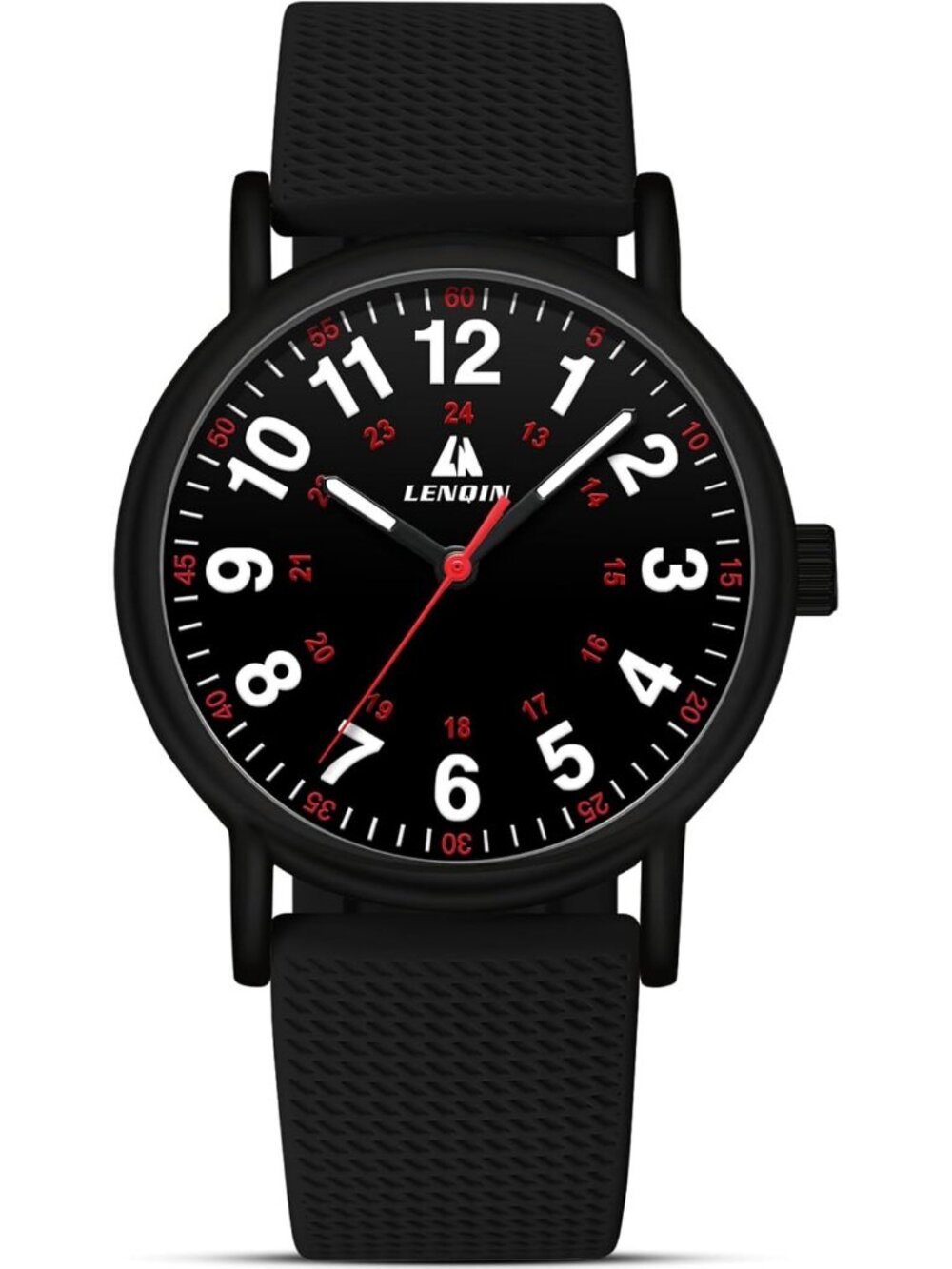 Women's Black Leather Strap Analog Quartz Solid Luminous Dial Waterproof Watch